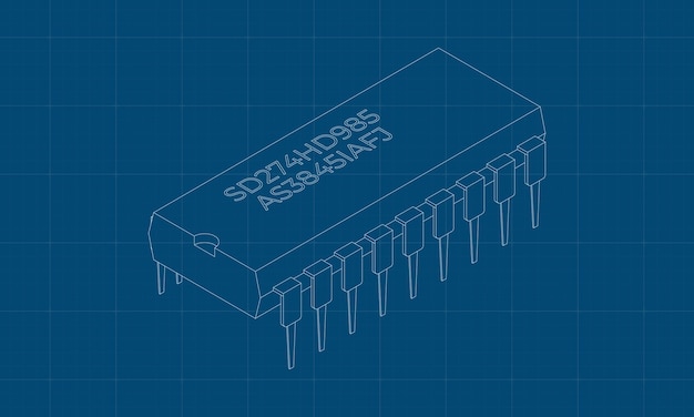 Microchip computer electronic component blueprint Microchip icon Isometric microchip Computer processor technology Microprocessor