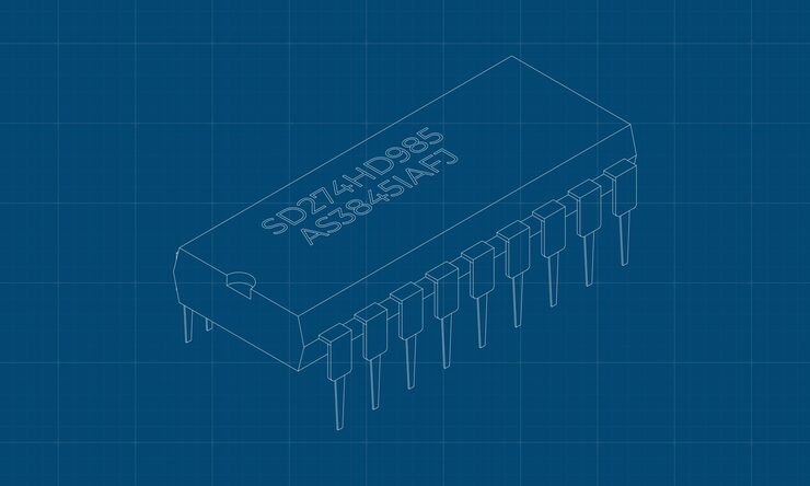 Vector microchip computer electronic component blueprint microchip icon isometric microchip computer processor technology microprocessor