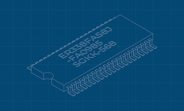 Microchip computer electronic component blueprint Microchip icon Isometric microchip Computer processor technology Microprocessor