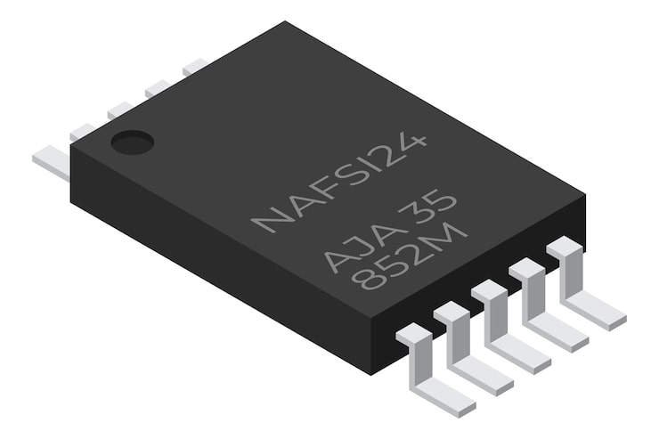 Vector microchip computer electronic component microchip icon isometric microchip computer processor technology micro processor vector illustration