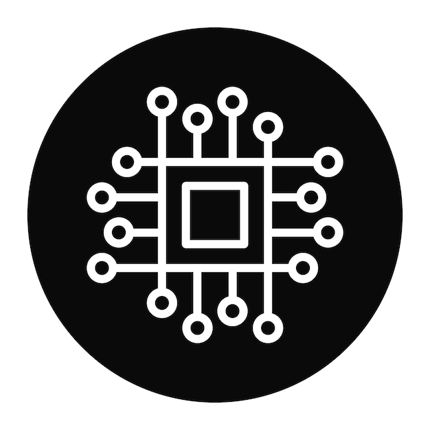 Векторное изображение значка микрочипа может быть использовано для робототехники