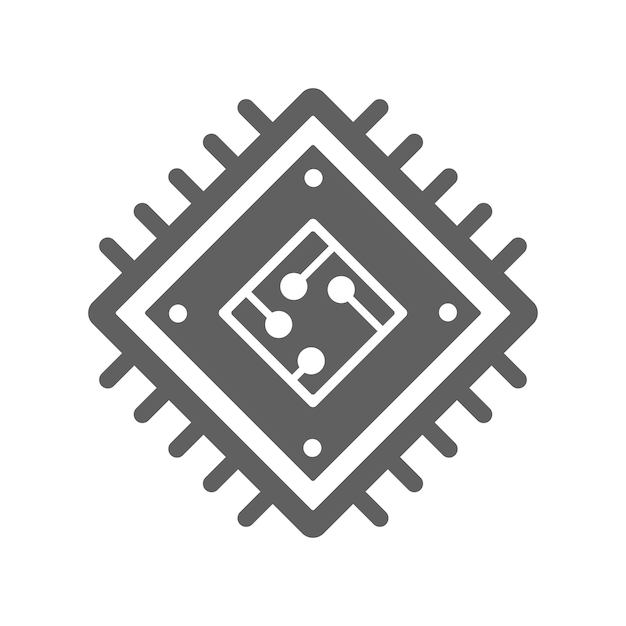 microchip processor chip icon gray vector graphics