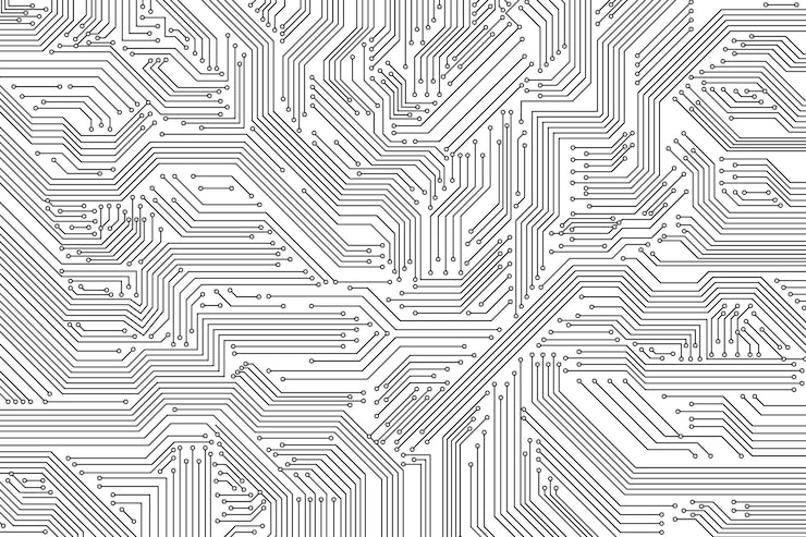 Vector microchip technology background. abstract circuit, digital electronics scheme texture. hardware motherboard, tech data recent vector pattern. illustration microchip network, technical digital circuit