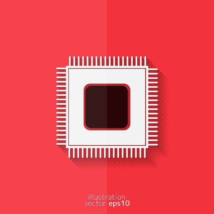 Vector microchip web icon flat design