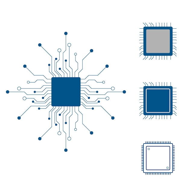 Microchipontwerp op witte achtergrond AI