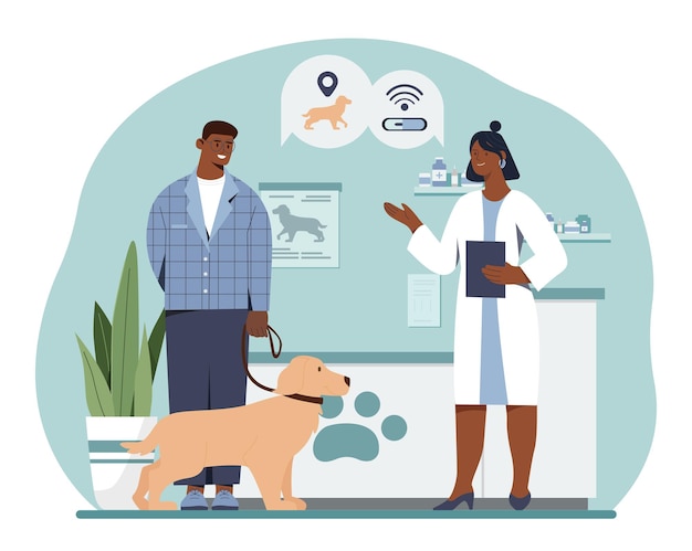microchipping for pets vector concept