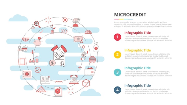 Microcredit concept for infographic template banner with four point list information