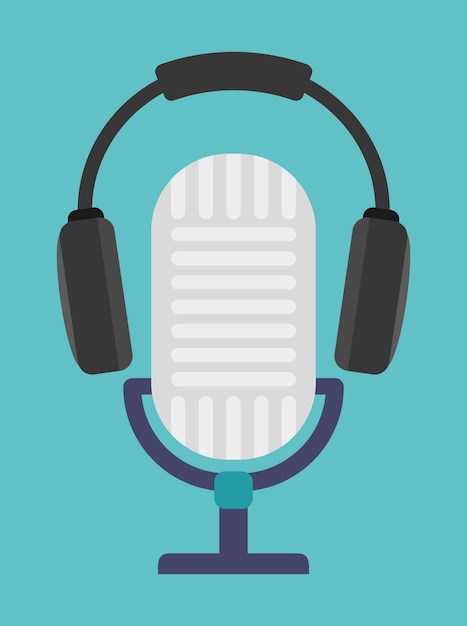 Vector microfoon hoofdtelefoon gadget tool muziek geluid voice