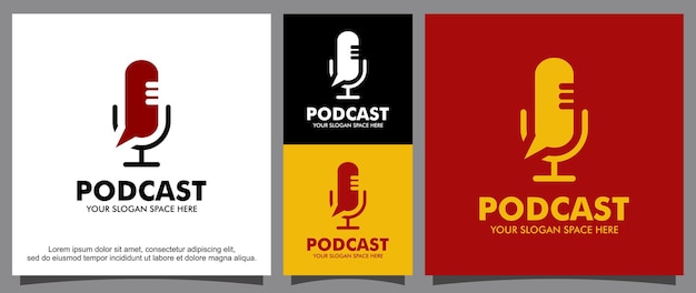 Microfoonlogo en podcast-logosjabloon