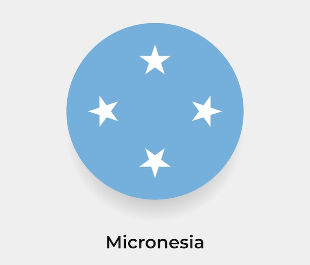 Illustrazione di vettore dell'icona di forma rotonda del cerchio della bolla della bandiera della micronesia