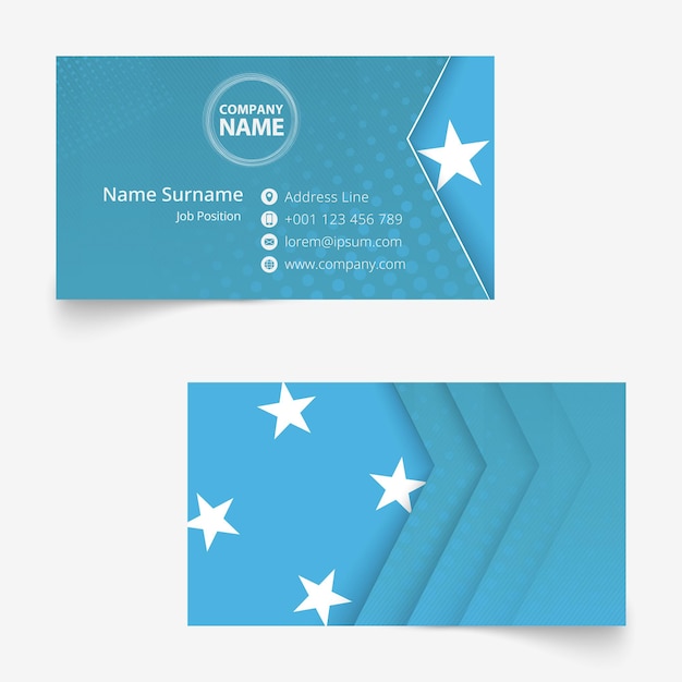 Micronesia Flag Business Card, standard size (90x50 mm) business card template with bleed under the clipping mask.