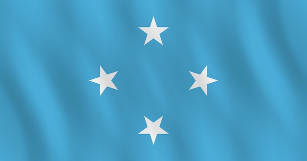 Micronesia flag with waving effect, official proportion.