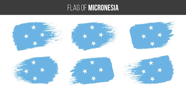 ミクロネシア フラグ ブラシ ストローク グランジ ベクトル イラスト白で隔離されるミクロネシアの旗