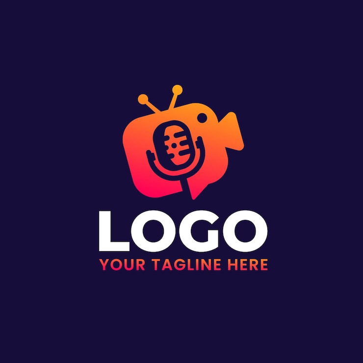 Vector microphone, camera, video, tv abstract icon. logo for broadcast, podcast, multimedia logo