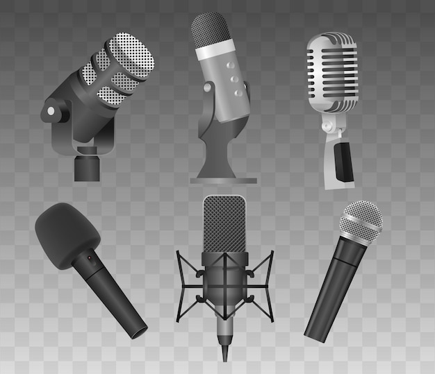microphone designs showcasing different styles and uses illustration represents audio technology