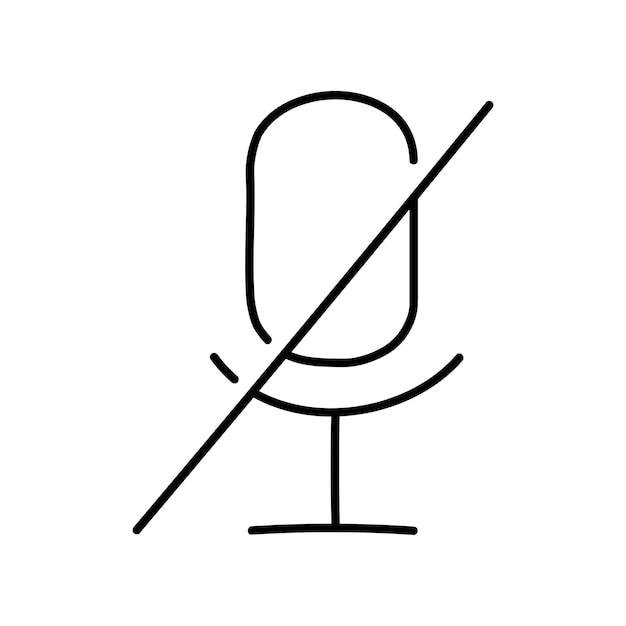 Vector microphone disabled icon hand drawn vector illustration