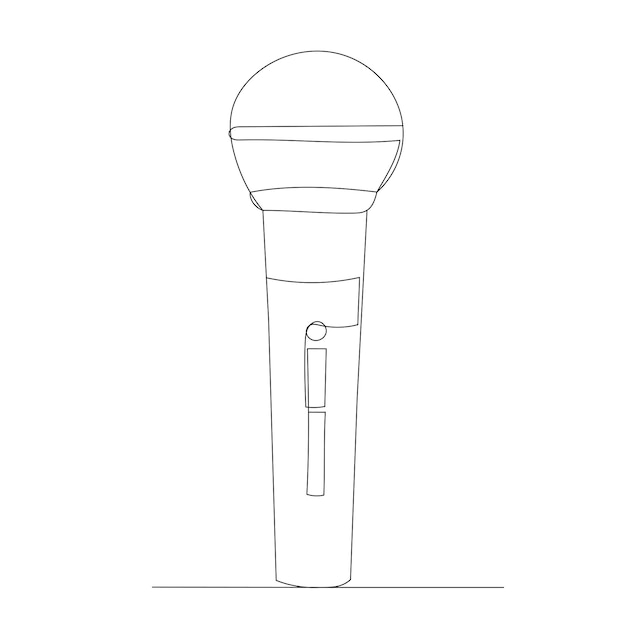 Vector microphone drawing by one continuous line isolated vector