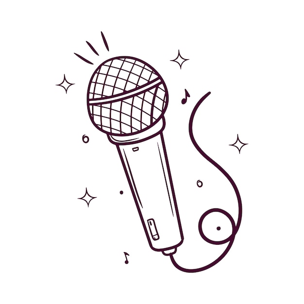 Vector microphone hand drawn vector illustration