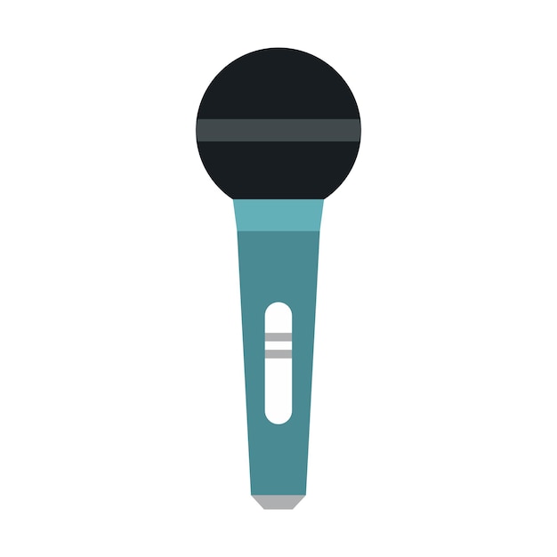 Vector microphone icon in flat style on a white background