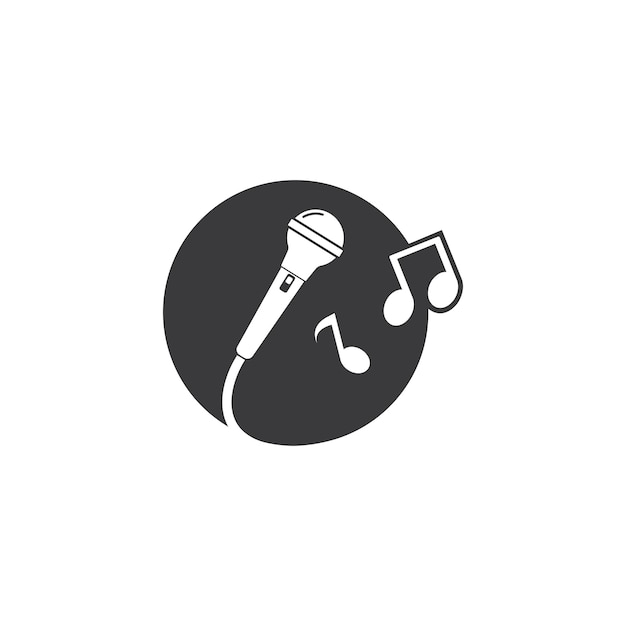 Microphone icon logo of karaoke and musical vector illustration design template