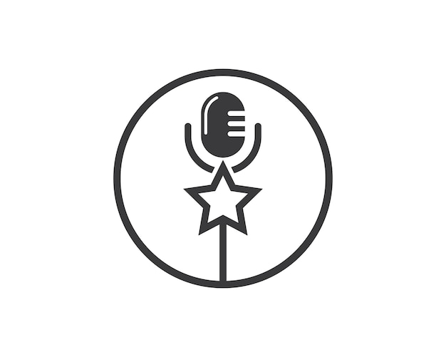 Microphone icon logo of karaoke and musical vector illustration design