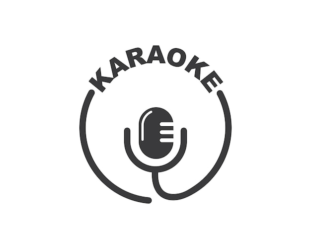 Logo icona microfono di karaoke e disegno di illustrazione vettoriale musicale