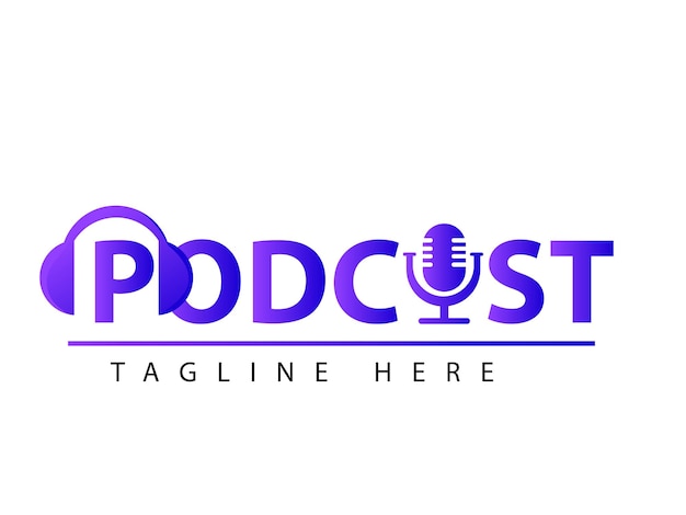 Vettore microfono icona podcast logo design con forma e icona collor gradiente per talk e business show