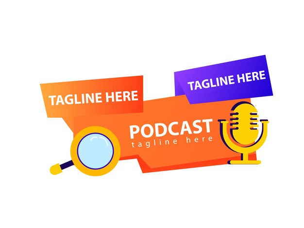 Microphone icon podcast logo design with shape and gradient collor icon for talk and business show