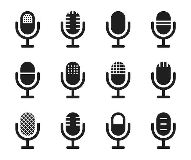 Vector microphone icon set mic icons