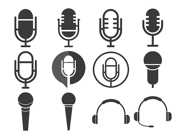Vector microphone icon sets