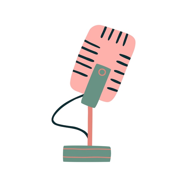 Vector microphone icon. sound recording equipment for podcast. karaoke and voice button. isolated vector illustration in flat style