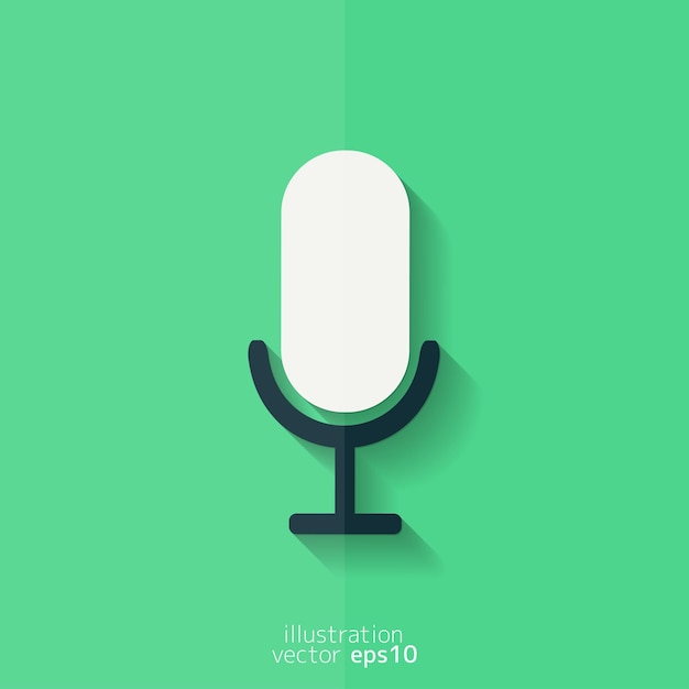 Vector microphone icon voice recording flat design