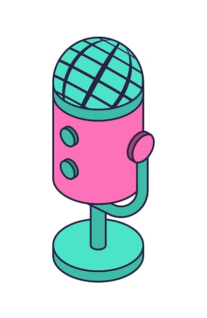 Vector microphone in isometric style icon voice recording symbol voice message or recording voice 3d symbol concept