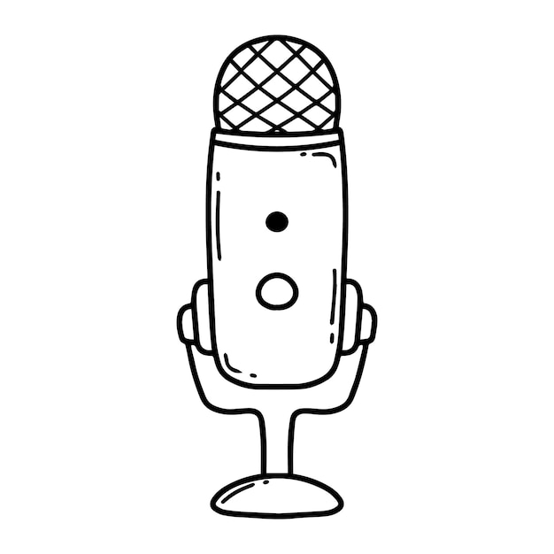 Vector microphone microphone in doodle style vector illustration