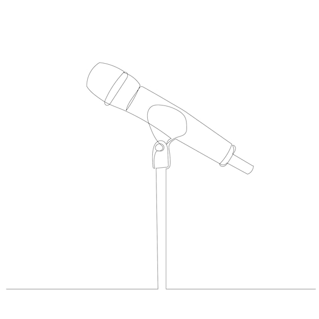 Microphone one continuous line drawing vector
