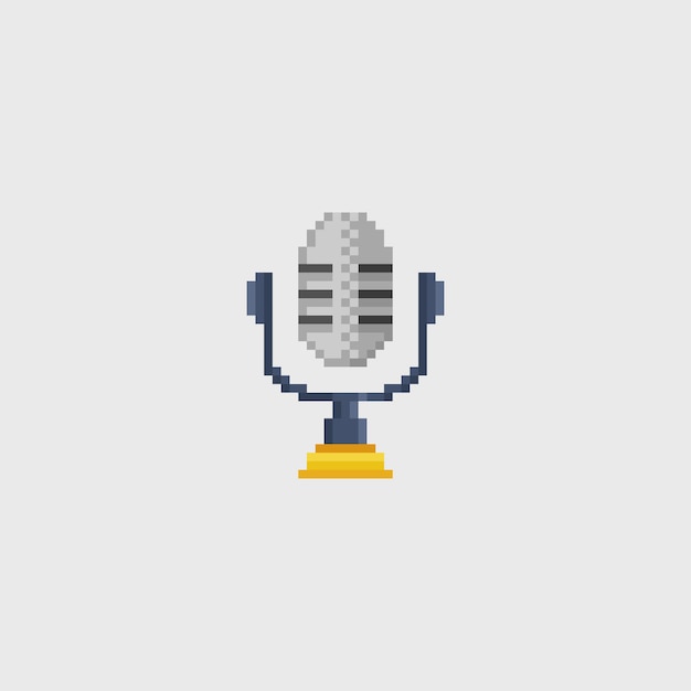 Vector microphone in pixel art style