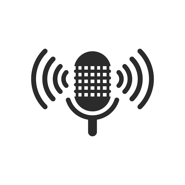 Vettore microfono icona del logo podcast illustrazione vettoriale flat design