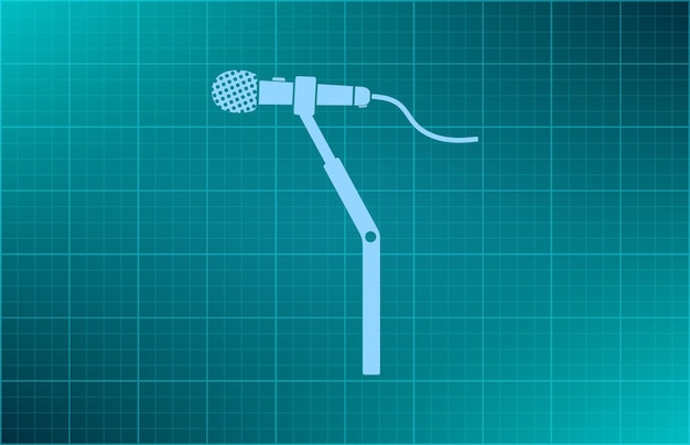 Vector microphone symbol vector illustration on blue background eps 10