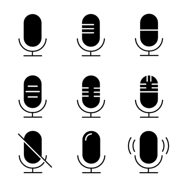 Microphone vector icon set isolated on white background