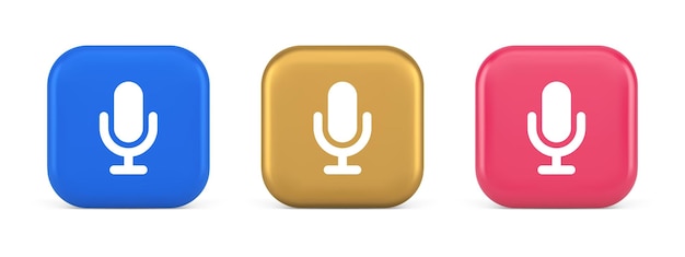 マイクロフォン 音声録音 ブロードキャスティング ボタン ウェブアプリ メディア コミュニケーション 3D リアルなアイコン