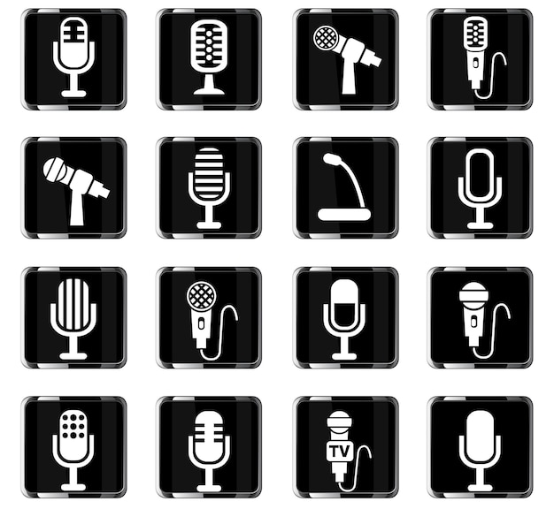 Vector microphone web icons for user interface design