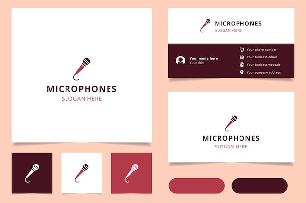 Microphones logo design with editable slogan branding book