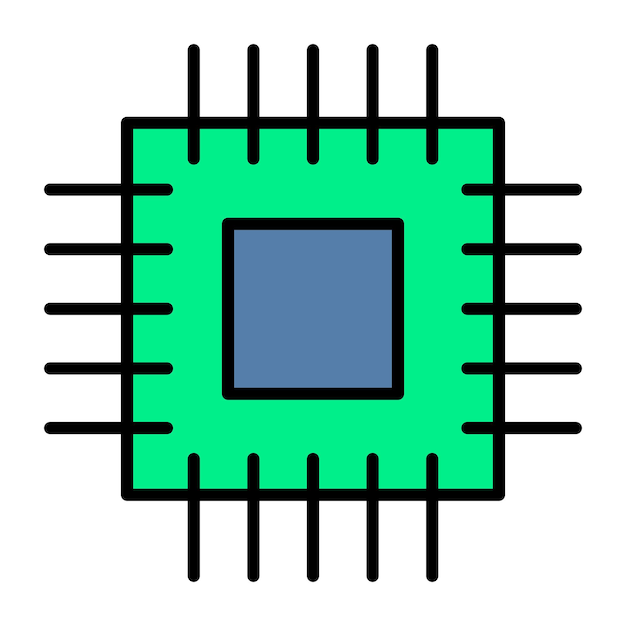 Плоская иллюстрация микропроцессора