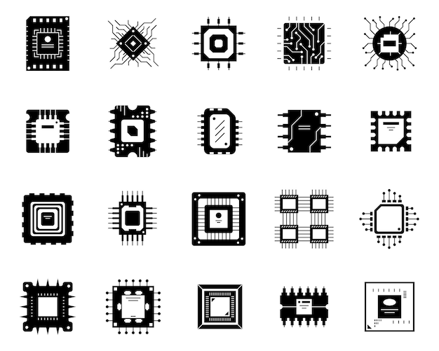 Microprocessor met zwart silhouet