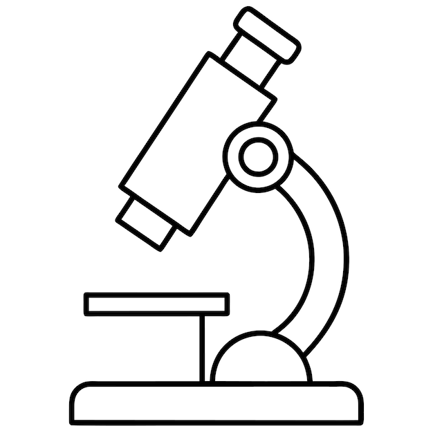 Microscoop Icon Zwarte Witte Lijn Kunst Vector Logo silhouet element