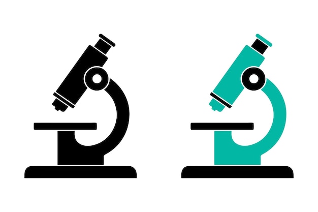 Microscoop icoon set eenvoudig ontwerp geïsoleerd op witte achtergrond
