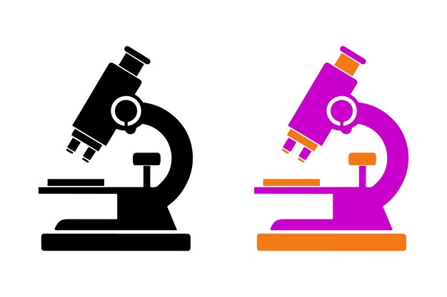 Microscoop icoon set eenvoudig ontwerp geïsoleerd op witte achtergrond
