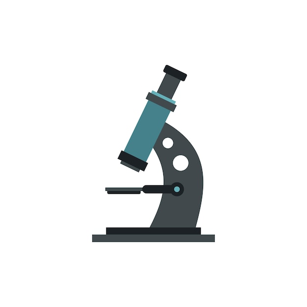 Microscoop pictogram in vlakke stijl geïsoleerd op een witte achtergrond Laboratorium symbool