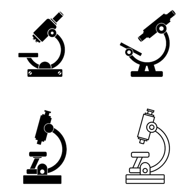 Vector microscoop pictogram vector sjabloon illustratie logo ontwerp