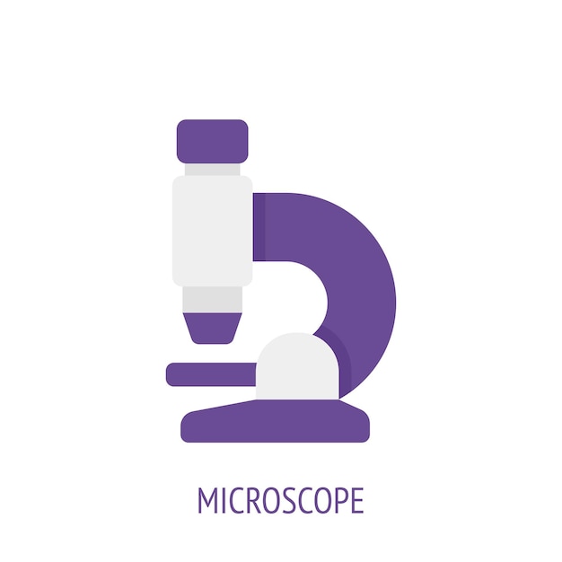 Microscoop voor laboratoriumonderzoek vector plat pictogram symbolen van wetenschappelijk onderzoek en onderwijs